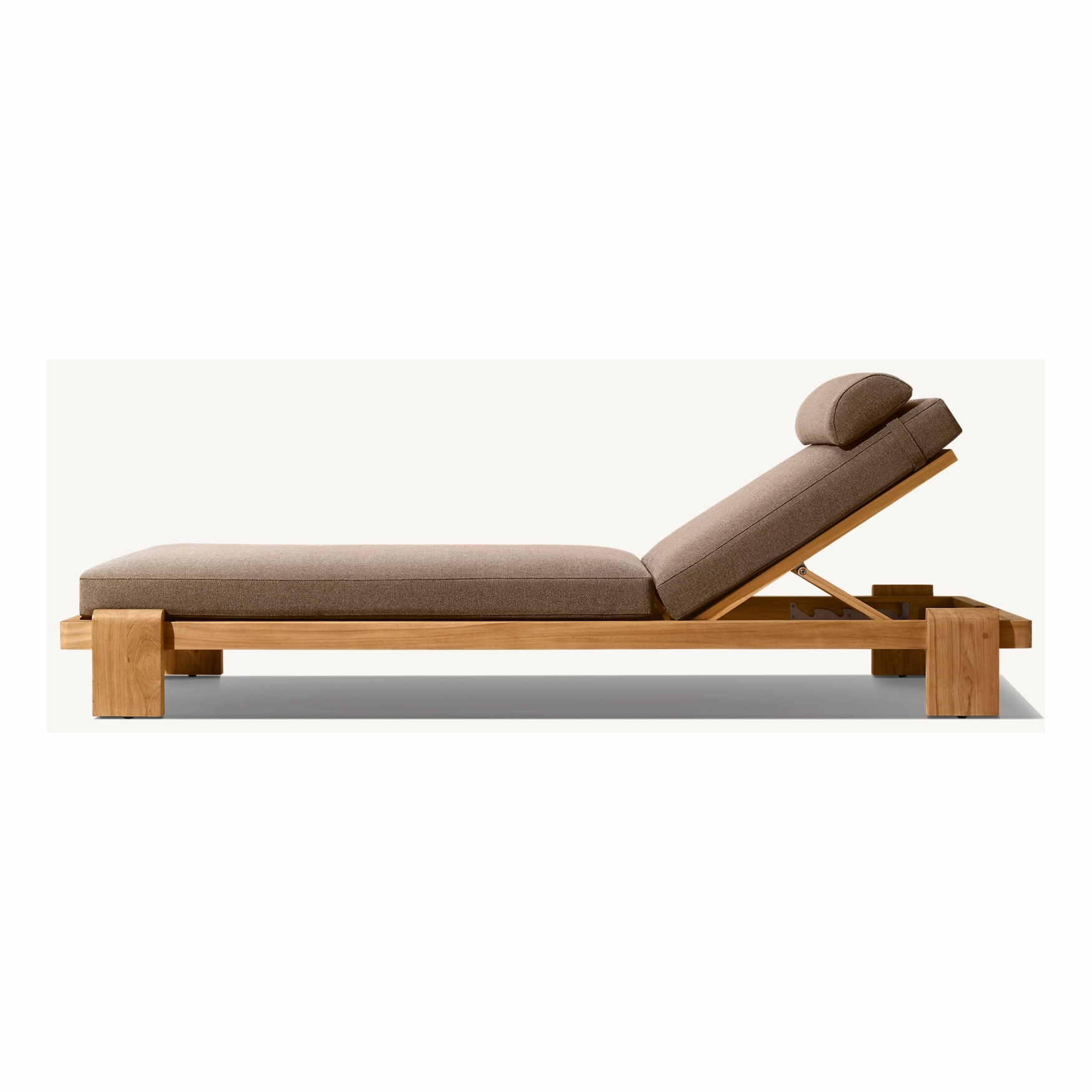 High end Outdoor Teak Sun Lounger with All Weather Cushion Teak Wood Chaise Lounge for Hotel Resort Project