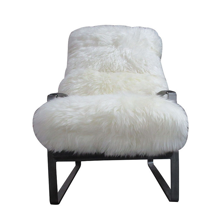 Modern Metal Base Wool Sheepskin Room Lounge Chair Relax Leisure Indoor Furniture for Living Room Hotel