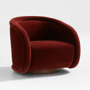 2024 Modern Red Velvet Swivel Accent Chair Fabric Lounge Armchair for Living Room