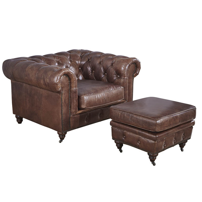 Hotel Single Vintage Leather Chesterfield Sofa Chair