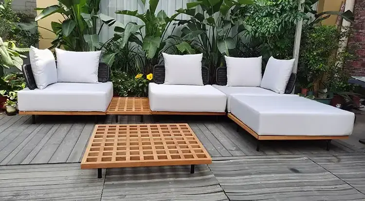 Outdoor Furniture Sets Waterproof Teak Wood Patio Sofa