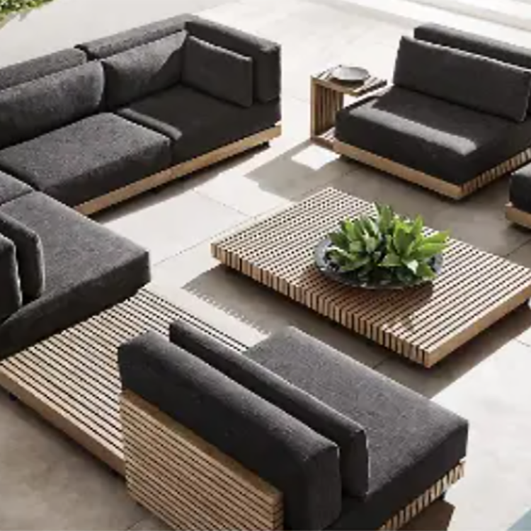 Faddish New Design Luxury Solid Teak Lounge Chair Furniture Sectional Sofa Outdoor Patio Furniture Teak Sofa Set