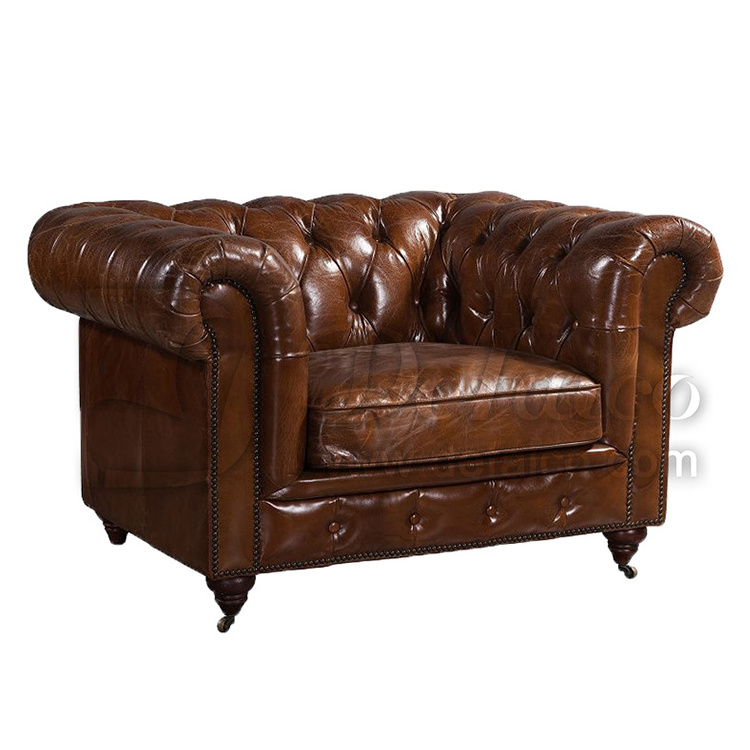 Hotel Single Vintage Leather Chesterfield Sofa Chair