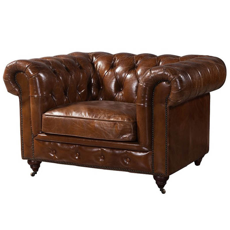 Hotel Single Vintage Leather Chesterfield Sofa Chair