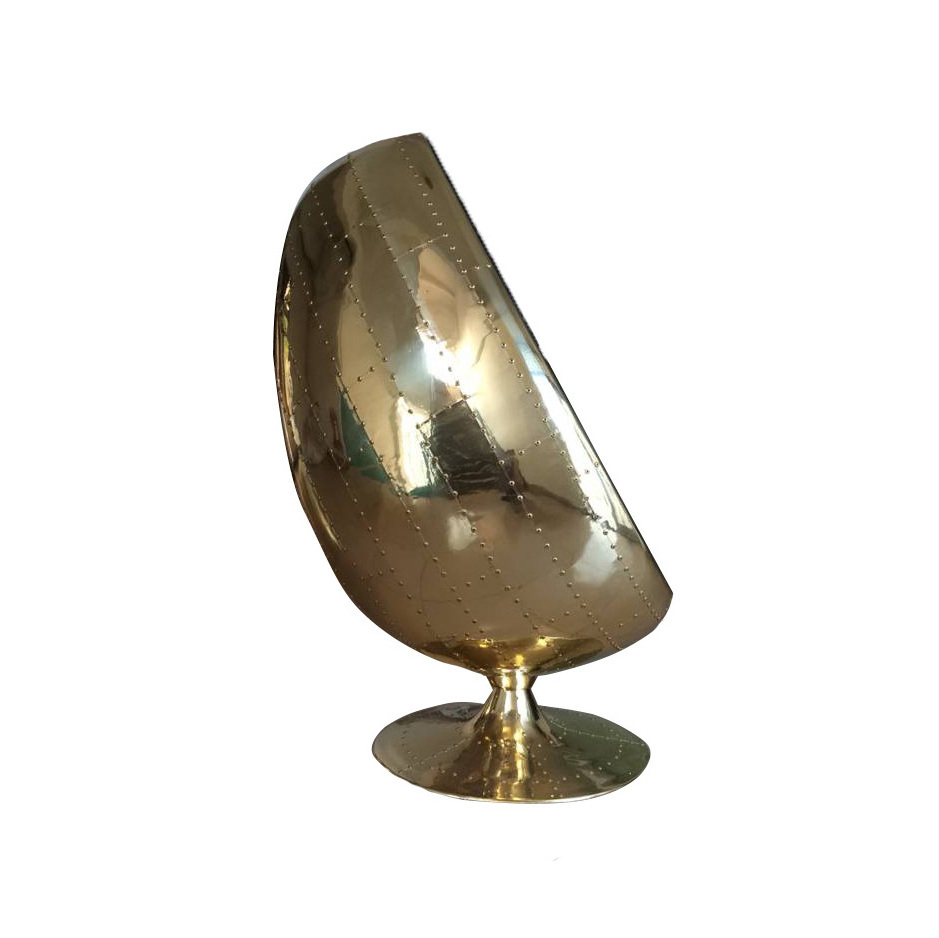 Genuine Leather/Fabric Brass Golden Modern Classic Design Leisure Egg Pod Chair for Hotel room