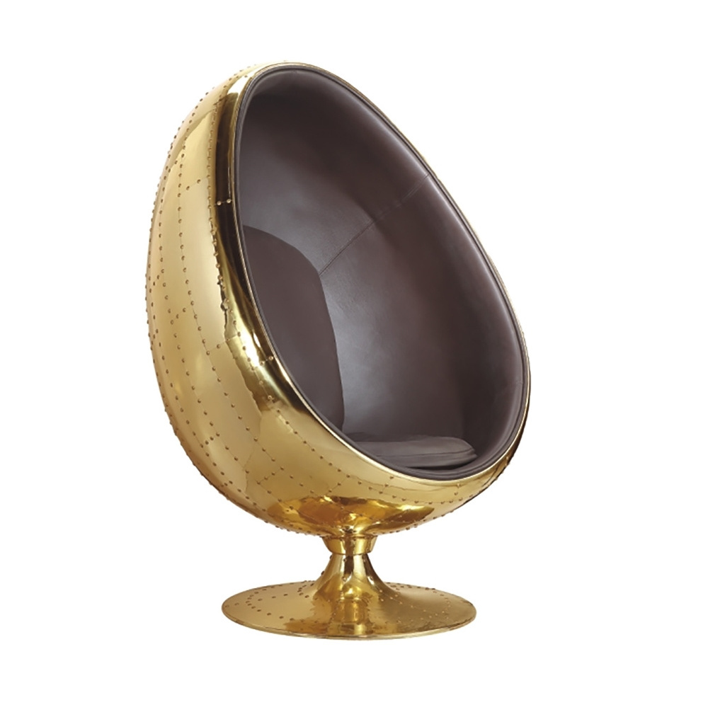 Genuine Leather/Fabric Brass Golden Modern Classic Design Leisure Egg Pod Chair for Hotel room