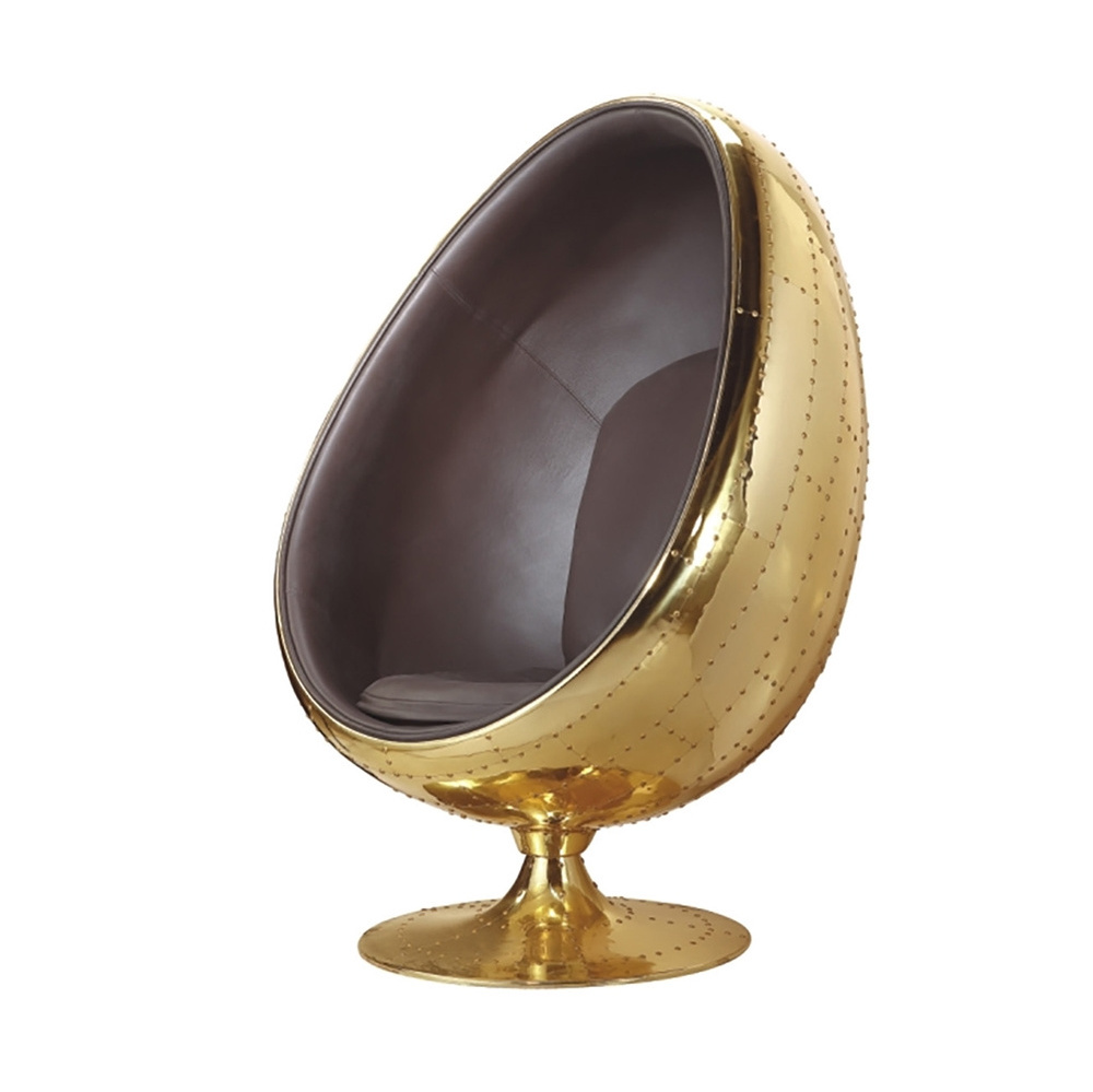 Genuine Leather/Fabric Brass Golden Modern Classic Design Leisure Egg Pod Chair for Hotel room