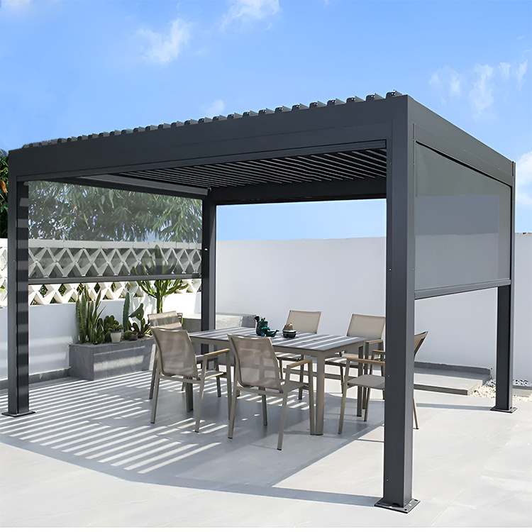 2024 Custom Size Waterproof Motorized Louvered Roof Aluminium Pergola Gazebo Outdoor Aluminum Pergola