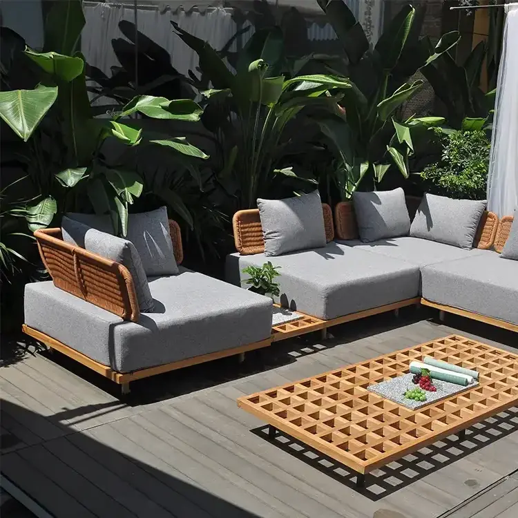 Outdoor Furniture Sets Waterproof Teak Wood Patio Sofa