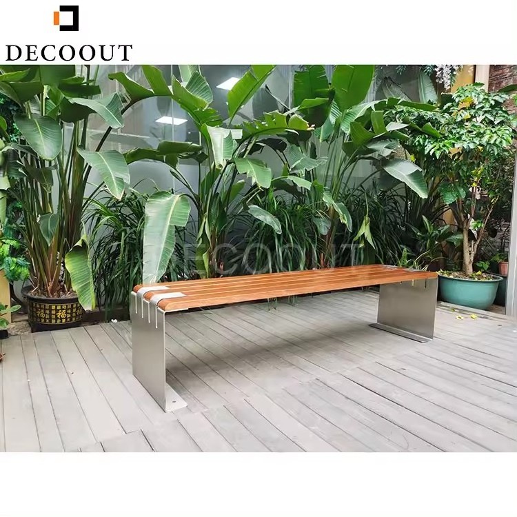 Factory Price Patio Furniture Outdoor 3 Seater Aluminum Frame Merbau Wood Garden Park Bench