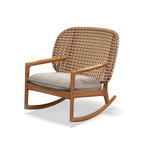 Outdoor Furniture High Back Outdoor Garden Rocking Chair Teak Woven Wicker Rocking Chair