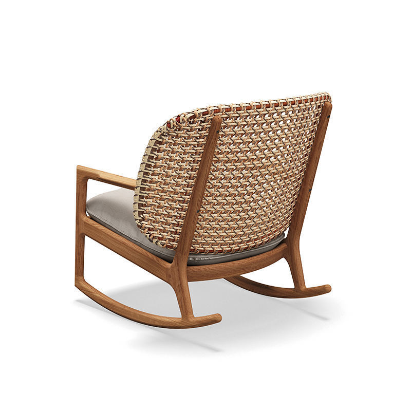 Outdoor Furniture High Back Outdoor Garden Rocking Chair Teak Woven Wicker Rocking Chair