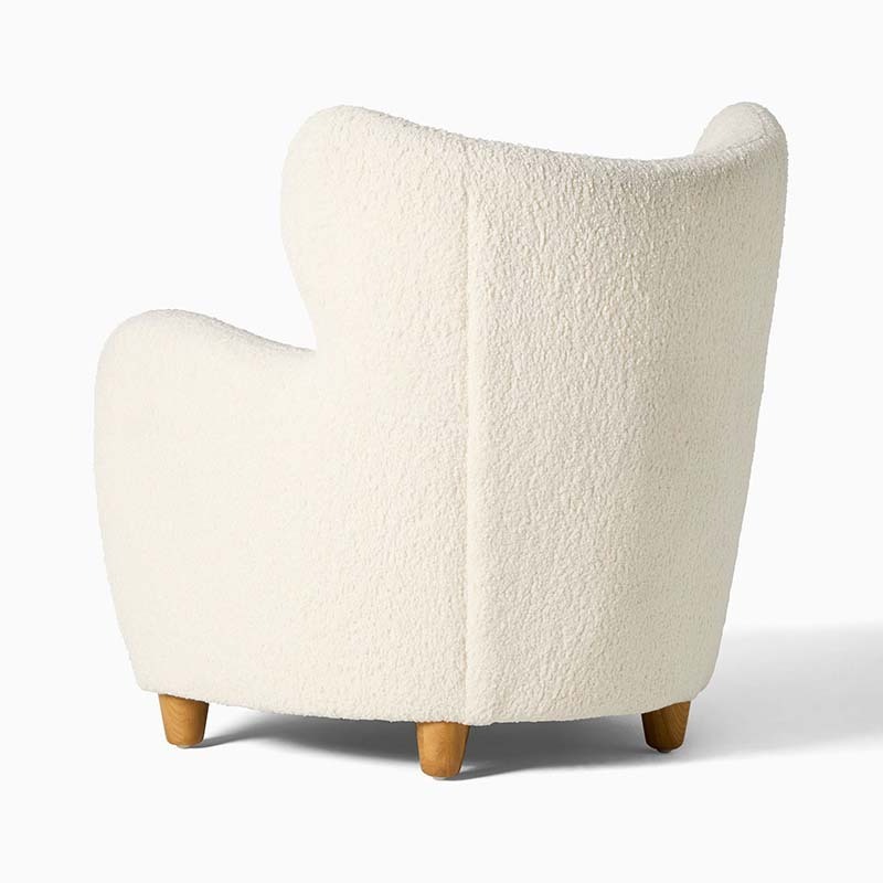 Modern Boucle Fabric Accent Chair with Arms Sherpa Furry Casual Cozy Armchair with High Back for Living Room