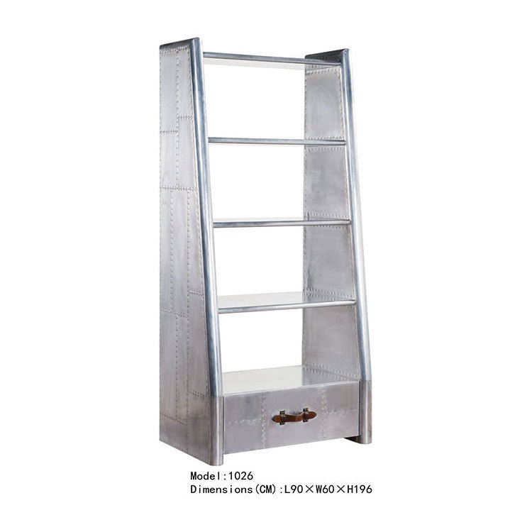 Slivery Aluminium Used Library Bookcases Double Sided Book Shelf