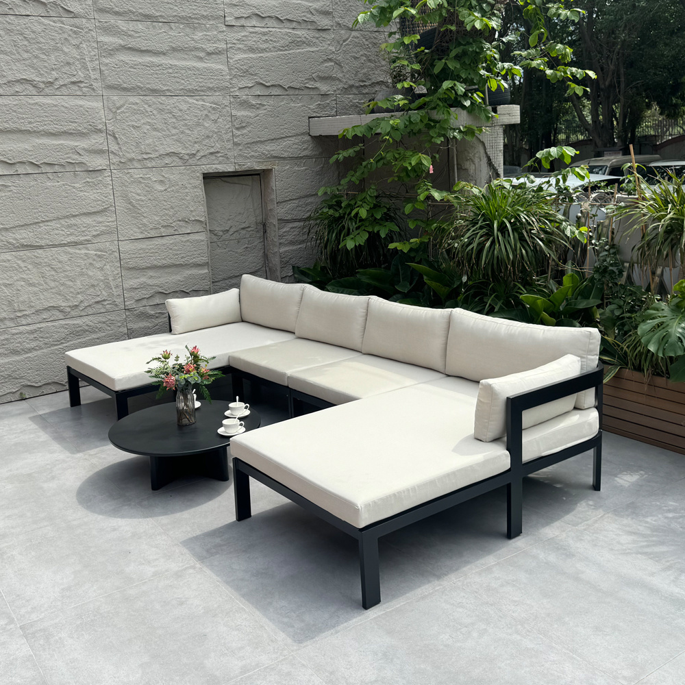 High End Factory Supply Aluminum Outdoor Sofa Set Garden Furniture U-Shaped Sectional for Hotel Resort