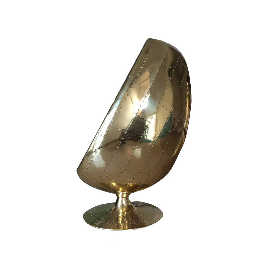 Genuine Leather/Fabric Brass Golden Modern Classic Design Leisure Egg Pod Chair for Hotel room