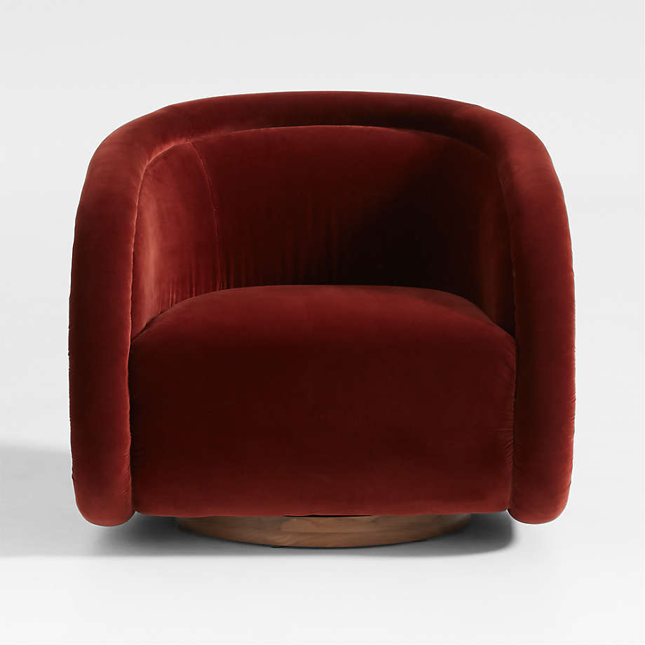 2024 Modern Red Velvet Swivel Accent Chair Fabric Lounge Armchair for Living Room