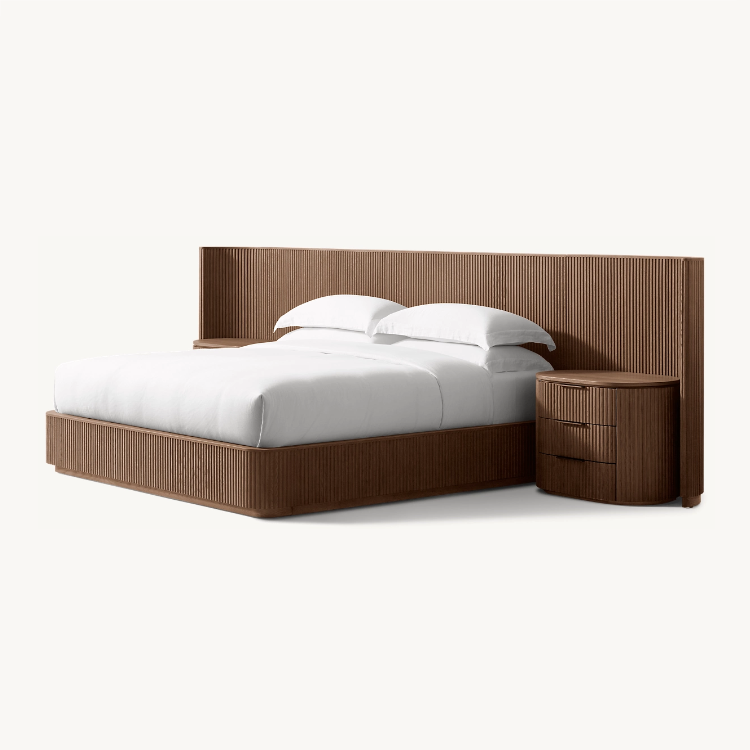 Byron New Style Rich Grain Wooden Bed European Oak Soft Bed with King Size