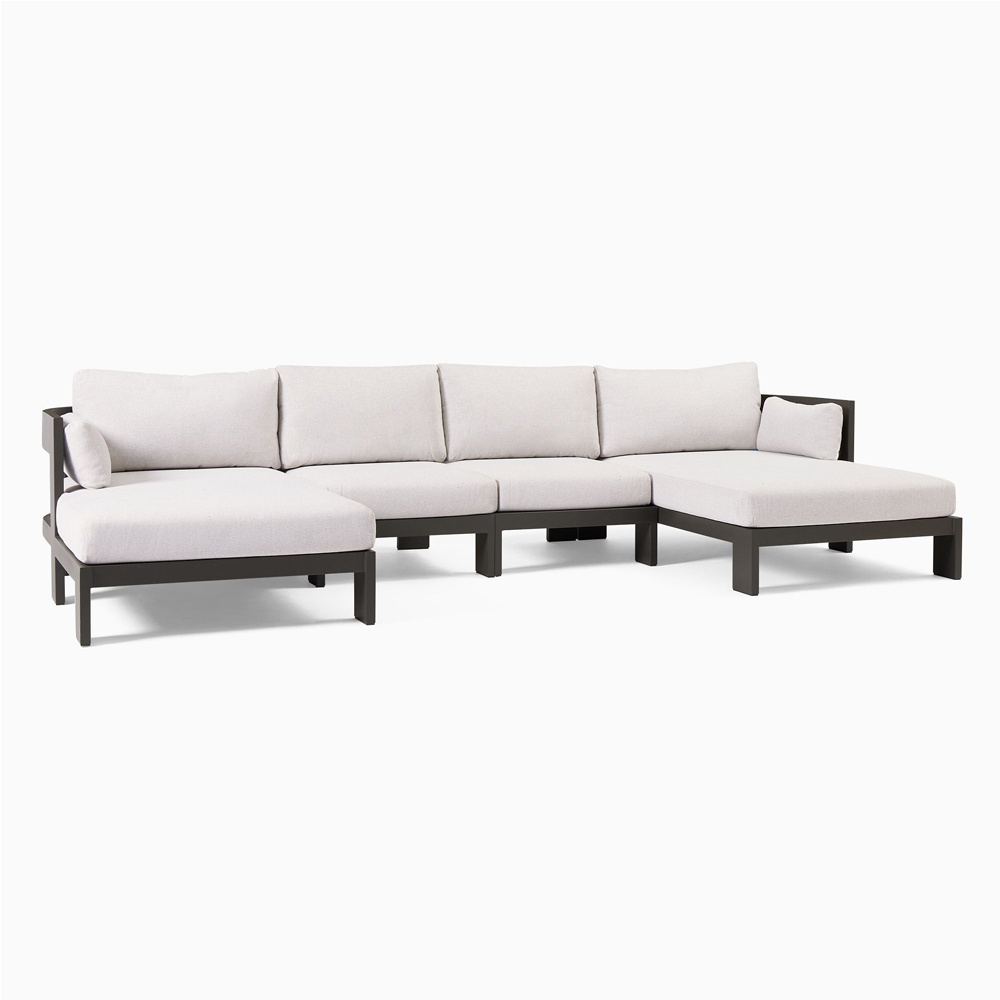 High End Factory Supply Aluminum Outdoor Sofa Set Garden Furniture U-Shaped Sectional for Hotel Resort