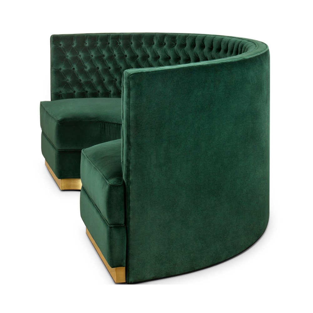 Custom Classic Deep Buttoned Velvet Half Circle Restaurant Booth Seats Luxury Curve Booth Sofa for Modern Nightclub Bar