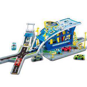 DIY Kids educational plastic car washing station parking lot toys high speed inertial car race track Kids toy for boys