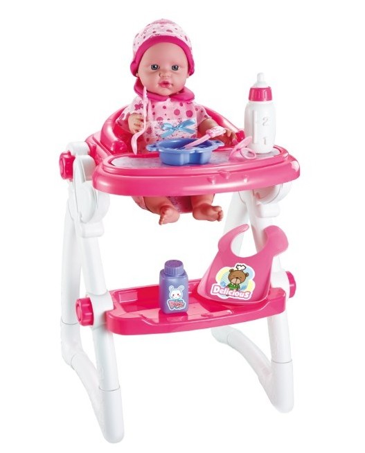 DF 2021 pretend play toys educational baby girl toys gift Baby high table chair for dining chairs doll Baby Doll toy