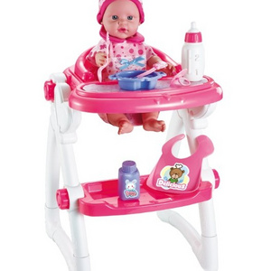 DF 2021 pretend play toys educational baby girl toys gift Baby high table chair for dining chairs doll Baby Doll toy