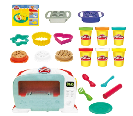 DF diy pretend play toys  Microwave Oven Polymer Clay Food Handmade Plasticine Modeling Slime Toys  3D Playdough Set Play