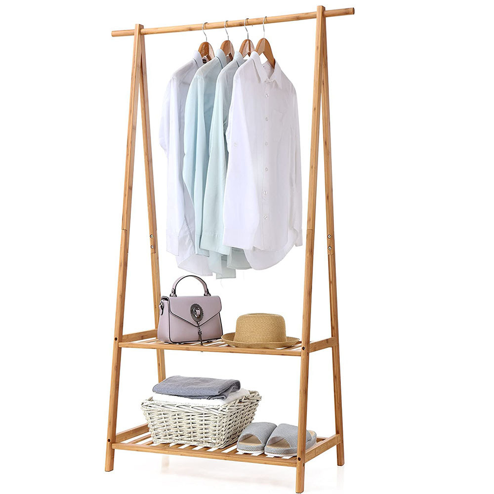 Clothes Rack Portable Extra Large Garment Rack 2-Tire Storage Box Shelves For Entryway and Bed Room