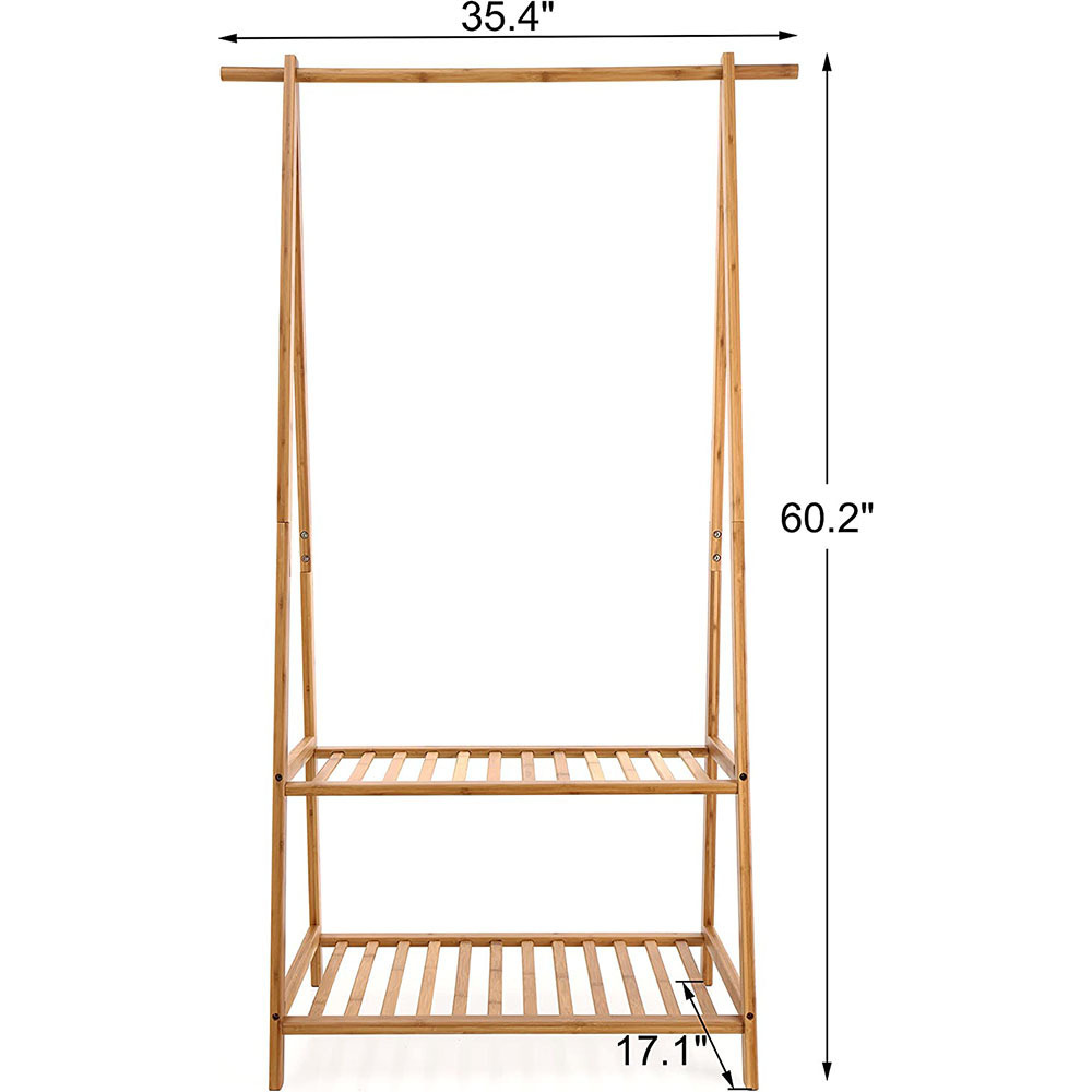 Clothes Rack Portable Extra Large Garment Rack 2-Tire Storage Box Shelves For Entryway and Bed Room