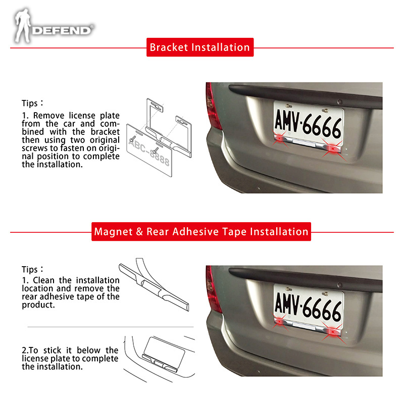 Mini flashing led warning license plate parking light