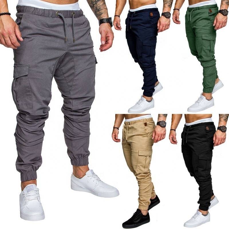 Hot selling men solid color jogger pants trousers cargo joggers with high quality