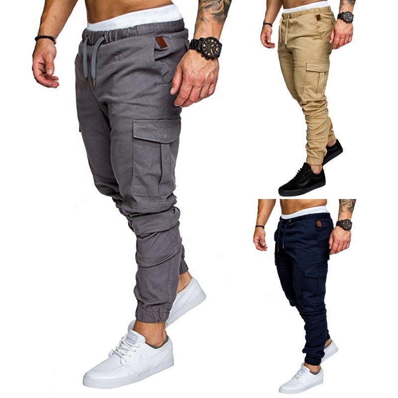 Hot selling men solid color jogger pants trousers cargo joggers with high quality