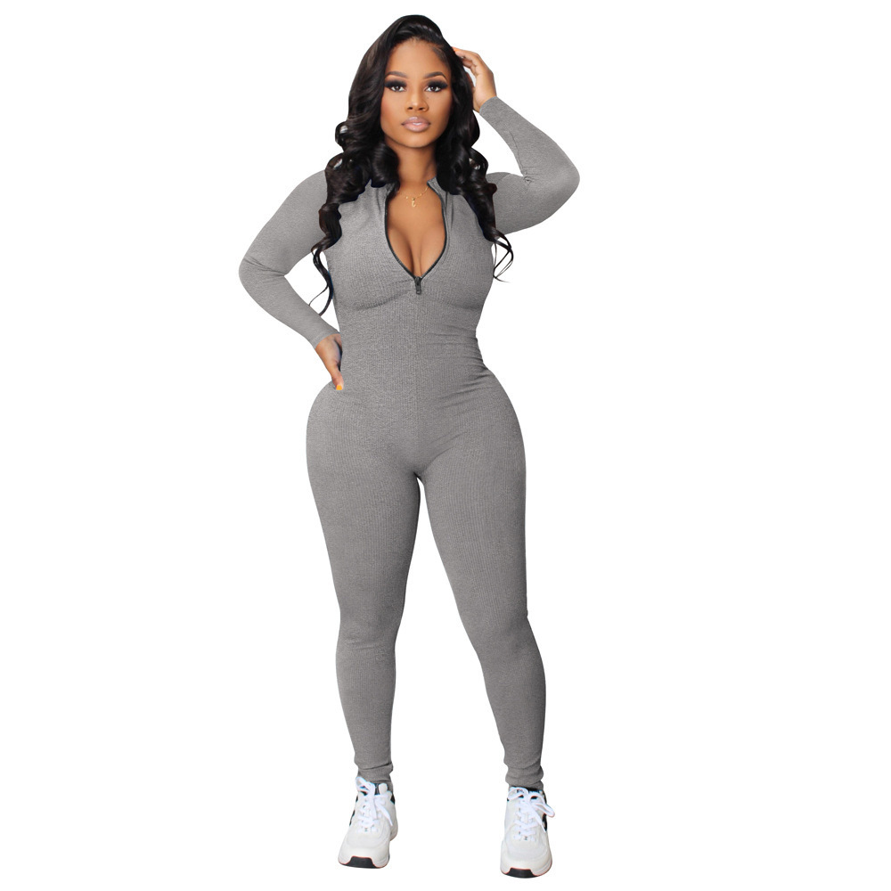 New Women Zipper Bodycon Workout Gym Nylon Breathable One Piece short Sleeve Sport Jumpsuit for Pilates