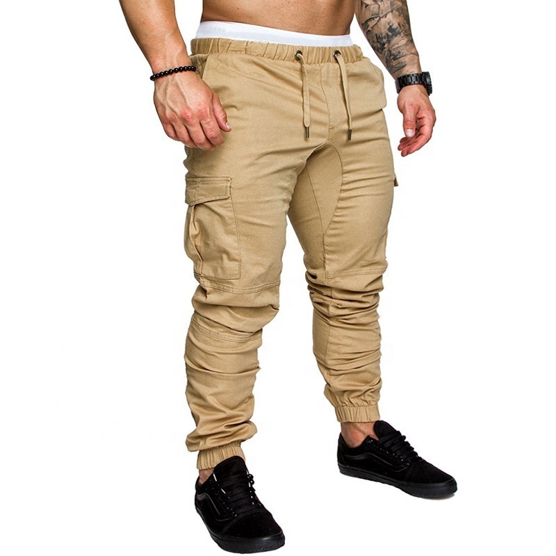 Hot selling men solid color jogger pants trousers cargo joggers with high quality