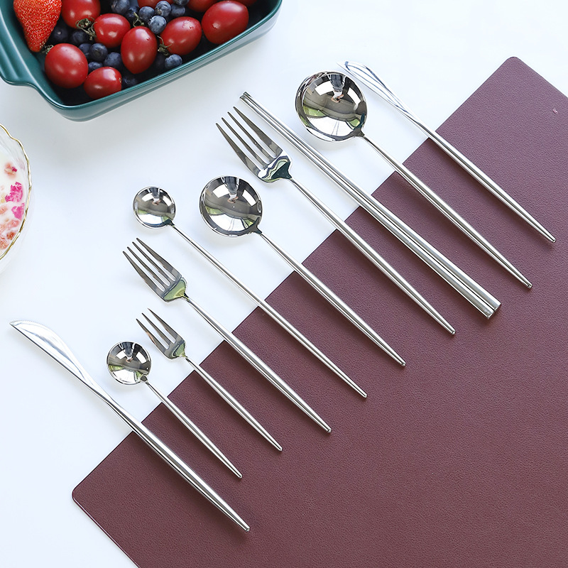 DFU81  SUS 304 Wholesale tableware flatware stainless steel knife fork Mirror Sliver Portugal spoon set