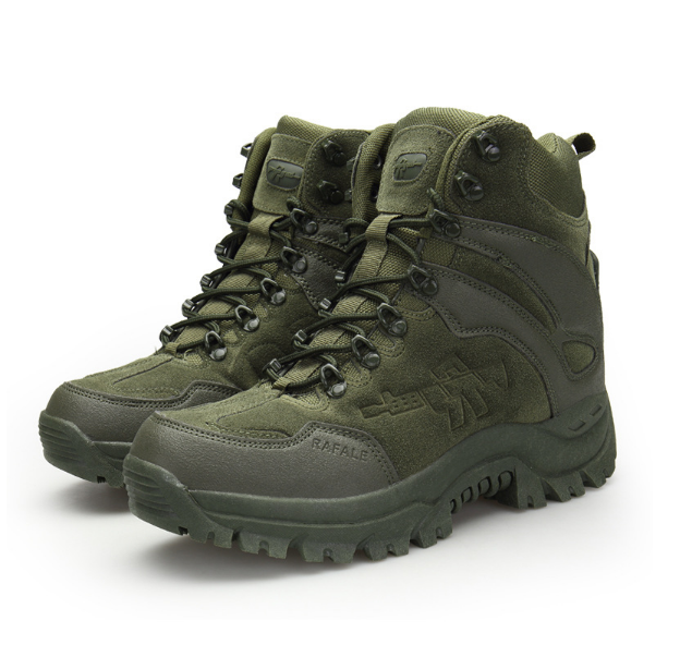 DFU120 Customized logo rafale Green suede and black leather desert  Duty  men tactical combat boots