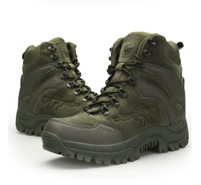 DFU120 Customized logo rafale Green suede and black leather desert  Duty  men tactical combat boots