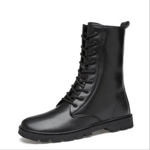 TSB12 black genuine leather tactical combat boots with rubber outsole waterproof