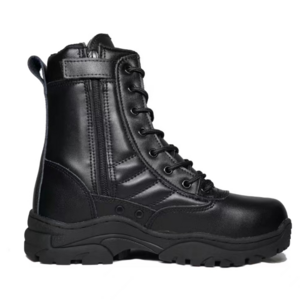 TSB09 Winter working outdoor duty men all in leather tactical boots  with ventilation holes at both sides with side zip