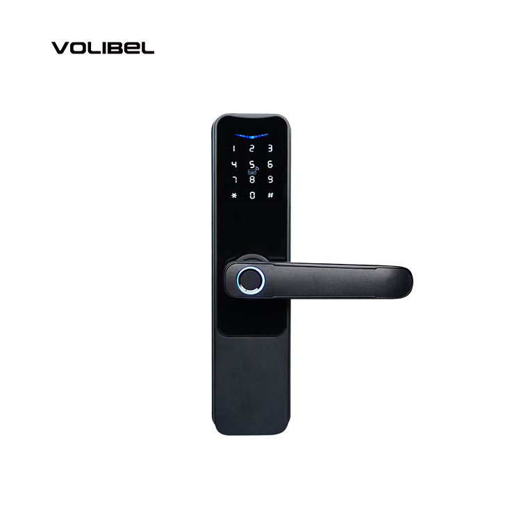 Digital Lock Reversible Handle Copper Wifi Keyless Entry Biometric Fingerprint Front Door Locks For Apartment