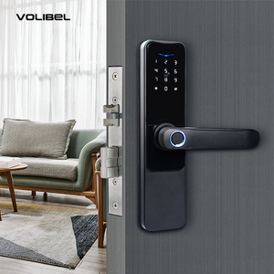 Digital Lock Reversible Handle Copper Wifi Keyless Entry Biometric Fingerprint Front Door Locks For Apartment