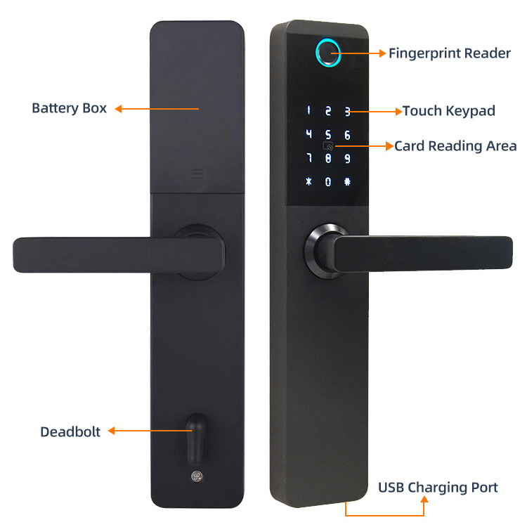 Biometric Wireless Morties Outdoor Fingerprint Ttlock Electromagnetic Zigbee Rfid Smart Door Lock for Hotel Apartment