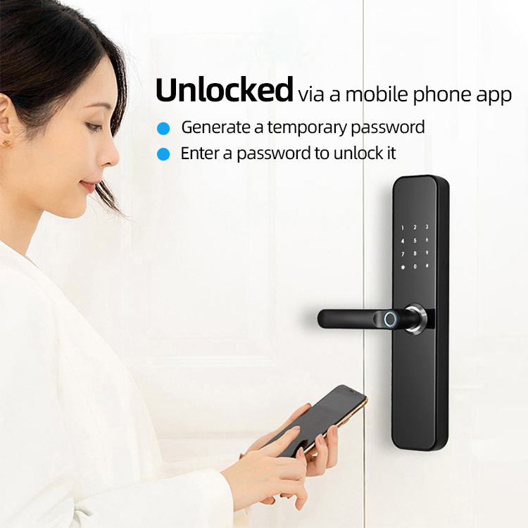 Keyless Code Wifi Smart Electronic Panel Handle Keypad Deadbolt Fingerprint Door Lock for Home