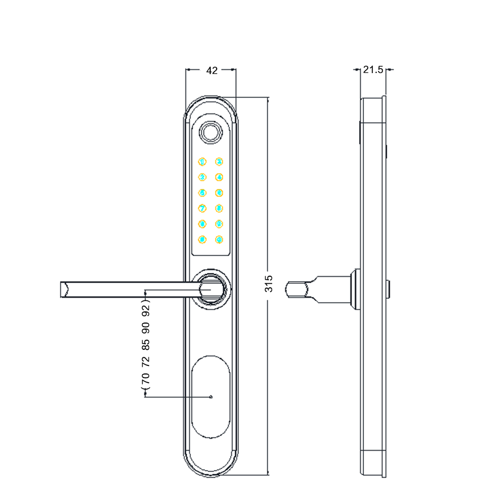 High Quality Tuya Wifi Lock Slim Smart Door Lock Keyless Entry Biometric Smart Lock For Sliding Gate Door