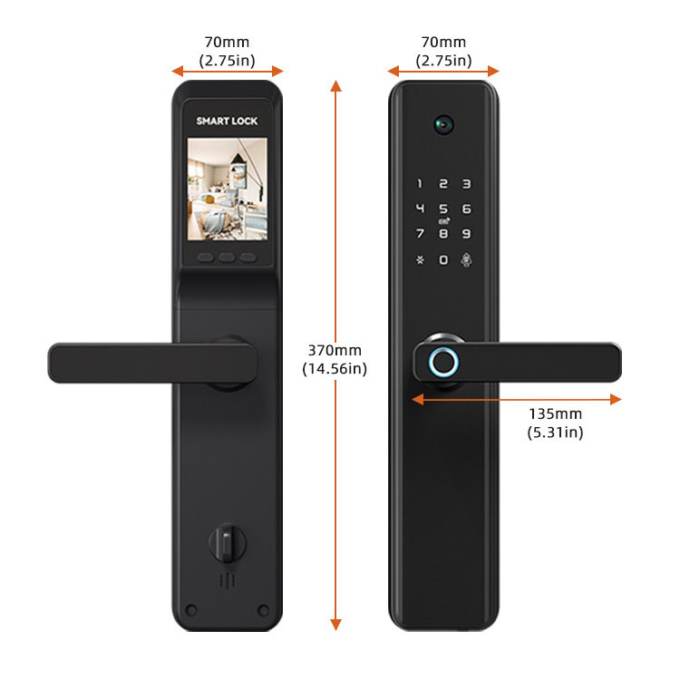 Card Password Fingerprint Wifi APP Front Door Peep Hole Digital Door Smart Locks with Camera