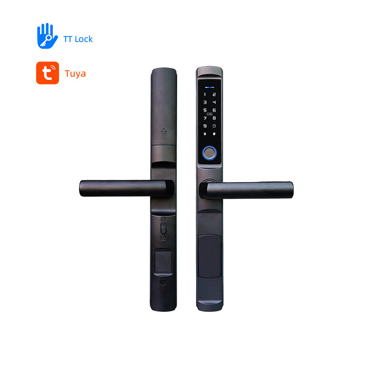 Waterproof Tuya Ttlock APP Wifi Electronic Fingerprint Keyless Intelligent Door Handle Lock Smart Sliding Electric Door Lock