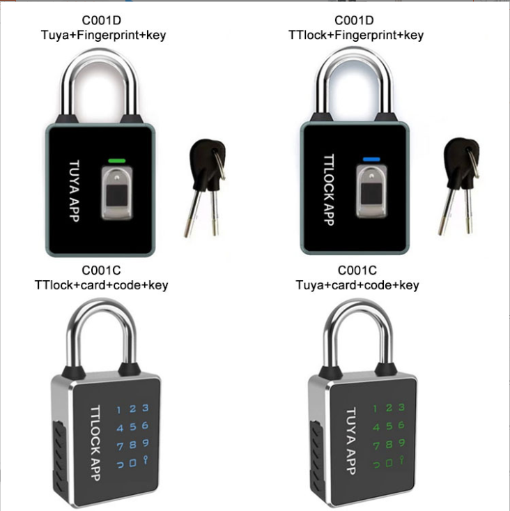 High Security IP65 Waterproof Digital Password Card NFC Tuya App Smart Electronic Padlock With Key