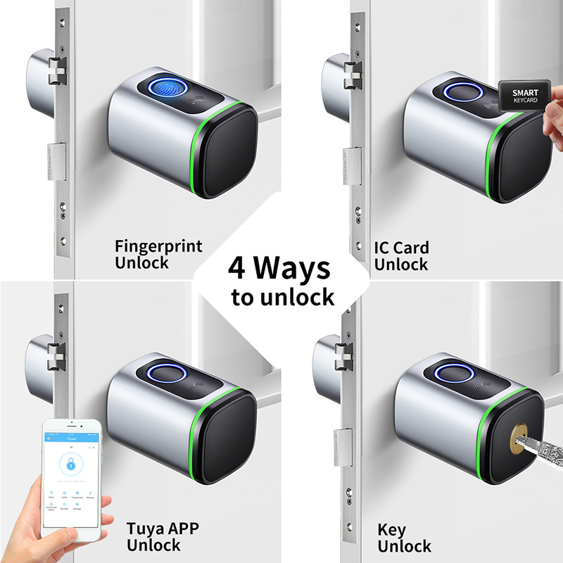 Volibel Tuya Ttlock App Biometric Fingerprint Smart Card Unlock Euro Standard Electronic Smart Cylinder Door Lock With Keys