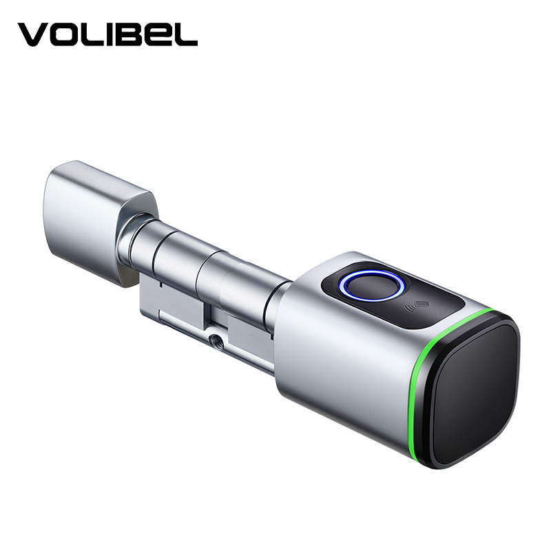 Volibel Tuya Ttlock App Biometric Fingerprint Smart Card Unlock Euro Standard Electronic Smart Cylinder Door Lock With Keys